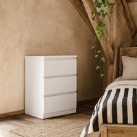 Budapest White Gloss 3-Drawer Bedside Table - White