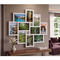 10 Aperture Family Collage Wall Hanging Photo Frame - White