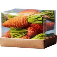 Four Candle Set of 9 Fabric Carrot Decorations in Box in Orange