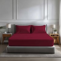 Snug City Microfibre Soft Touch Fitted Sheet 40cm Extra Deep Skirt Plain Dyed Bed Linen in Red | Size: King