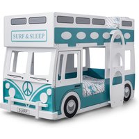 CELIA, Celia - Campervan Bed Surfer Style Green & White Bunk Bed Frame 3ft Single 90 x 190 CELIA, Celia - Campervan Bed Surfer Style Green & White Bunk Bed Frame 3ft Single 90 x 190