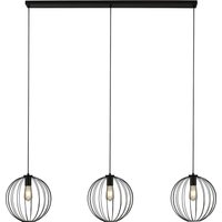 3 Light Black Wire Frame Pendant Bar - Black