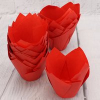 Red Tulip Muffin Wraps Cupcake Cases - Valentines - Red / 50