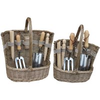 Antique Wash Deluxe Garden Tool Basket - Grey / 23cm / 2