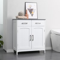 kleankin Bathroom Floor Cabinet Free Standing Storage Cupboard with 2 Drawers - White