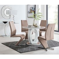 Giovani Round Grey Large 120cm Table 4 Willow Chairs Set - Cappuccino