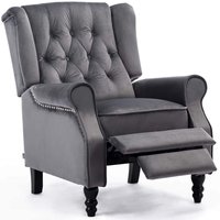 Althorpe Wing Back Recliner Chair - Slate Grey / Velvet