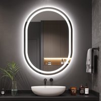 dripex, Oval LED Bathroom Mirror with Light Wall Mounted anti-fog - white dripex, Oval LED Bathroom Mirror with Light Wall Mounted anti-fog - white