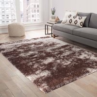 Modern Soft Two Tone Shimmer Shaggy Area Rugs - Bronze / 80x150 cm Rectangle