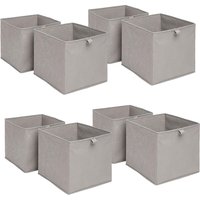 Plain Cube Fabric Storage Boxes - Grey / 8