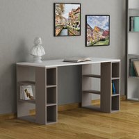Colmar Modern Desk With Bookshelf Legs - Mocha Grey