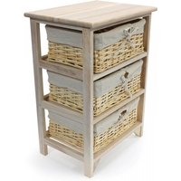 Gr8 Home, 3 Tier Drawers Wooden Storage Cabinet Rack With Wicker Baskets - Natural Gr8 Home, 3 Tier Drawers Wooden Storage Cabinet Rack With Wicker Baskets - Natural