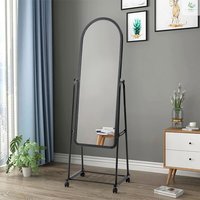 Mobile Arched Full Length Dressing Mirror with Bracket - Black / 36cm