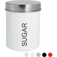 Round Metal Kitchen Sugar Canister - White