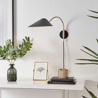 Poppy Wall Lamp Matte Black Shade with Brushed Brass - Black