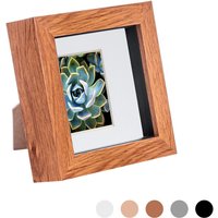 3D Box Photo Frame - 4 x 4" with 2 x 2" Mount - Dark Wood
