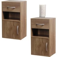 2PC Wooden Bedside Nightstand Bedroom Furniture - Brown