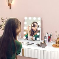 HOMCOM Hollywood LED Vanity Mirror with Magnifier and USB - White