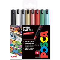 Pack of 8 POSCA PC-1MR Paint Marker Art Pens 0.7mm - Christmas Tones / Christmas Tones