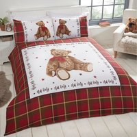 Hug Me Bear Polycotton Duvet Set With Pillowcase - Red