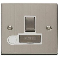 Stainless Steel 13A Fused Ingot Connection Unit Switched With Flex - White