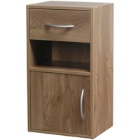 Bedside Cabinet with Shelf - Wooden Bedroom Nightstand Side Table - Brown / 54cm / 1