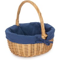 Full Buff Willow Childs Shopping Basket - Brown / Full Buff Willow Childs Oval Wicker Shopping Basket Navy Blue Lining