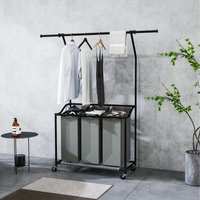 HOMCOM 126L Laundry Sorter Laundry Basket with Wheels - Black