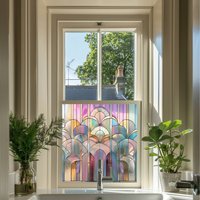 Rassa Art Deco Stained Glass Privacy Window Film - Pink / 95cm x 95cm