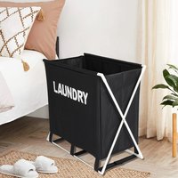 Foldable Laundry Basket with Dual Side Handles - Black