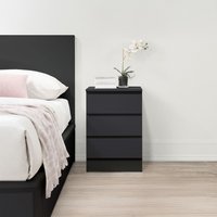 Oslo 3 Drawer Bedside - Black
