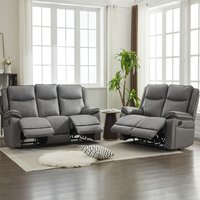 Manual Reclining Sofa Suite - Grey / 5 / 132kg / 196cm