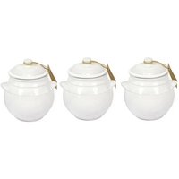 Set of 3 Rustic Pastel Fully Dipped Ceramic Storage Jars - White