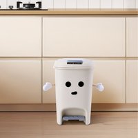 Cream Pedal Bin with Press-Open Lid - Cream White / 8l / 34.5cm