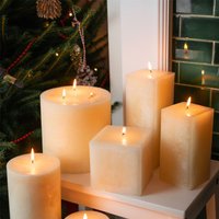 Square Vanilla Pillar Candles - Natural