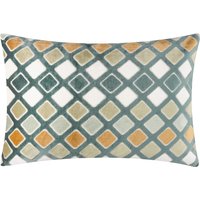 Metro Diamond Velvet Rectangular Cushion - Green / Polyester