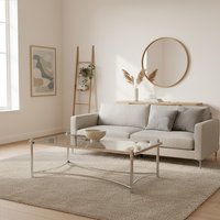 Ackley Silver Coffee Table with Clear Glass - Silver