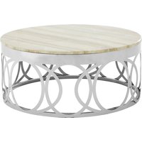 Yasmin White Marble Coffee Table - Silver