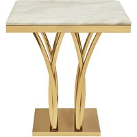Arenza White Marble And Gold Side Table - Gold
