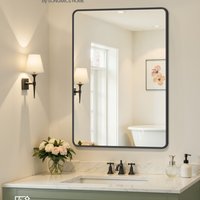 Bathroom Mirror, Wall Mounted Vanity Mirror, Rectangular - Ink Black