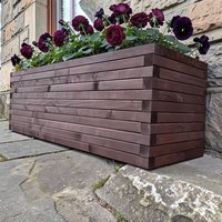 Rustic Wooden Garden Planter Trough Plant Pot Box - Dark Oak / 40cm / 60cm