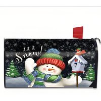 Christmas Print Mailbox Cover Protector - Black / Snowman