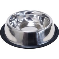 Non Slip Dog Bowl 24cm Dishwasher Safe Food Feeding Puppy - Silver