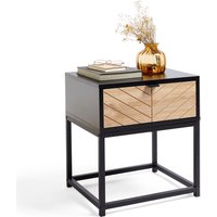 Dalton Side Table with Chevron Design Fronted Drawer - Black