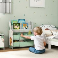 AIYAPLAY Kids Storage Unit with 6 Fabric Drawers 2-Tier Sling Rack - Green