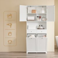 Ultra Narrow Shoe Storage Cabinet with 3 Flip Drawers - White