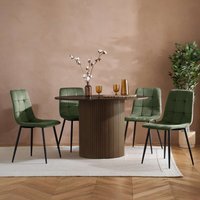 Axel Round Fluted Dining Table with 4 Chairs - Walnut