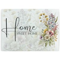 Home Sweet Home Glass Worktop Saver - Large Kitchen Cutting/Chopping Board - Neutral