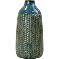 Four Candle Blue Textured Bottle Ceramic Vase 29cm