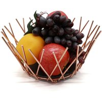 Fruit Bowl Basket Wire Slate Base - Copper